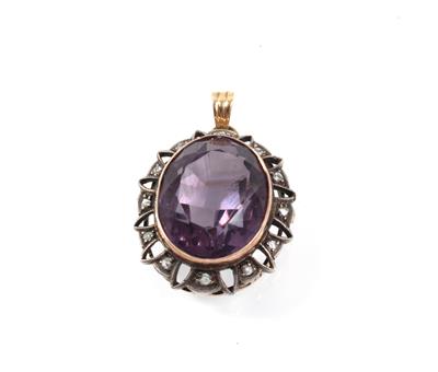 Diamantrauten Amethyst Anhänger - Schmuck Abendauktion