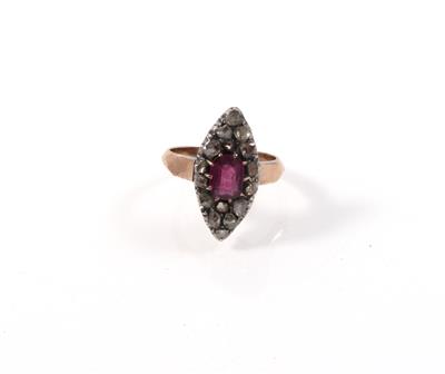 Diamantrauten Granatring - Schmuck