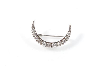 Brillantbrosche Mond zus. ca. 1,20 ct - Jewellery