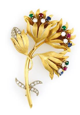 Brillant Farbstein Brosche "Blume" - Jewellery