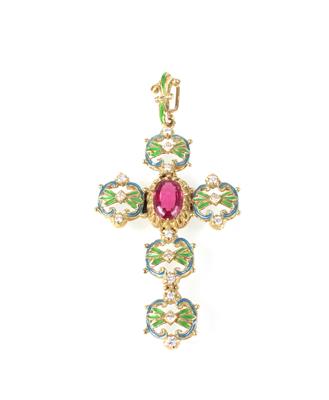 Brillant Rubellit Kreuz - Jewellery