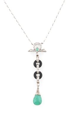 Diamant Smaragd Onyxcollier - Erlesener Schmuck