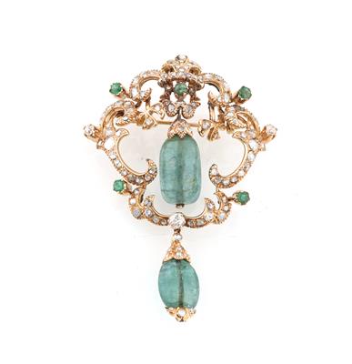 Altschliffdiamanten Beryllanhänger - Exquisite jewellery