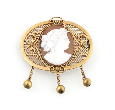 Muschelkamee Brosche - Exquisite jewellery