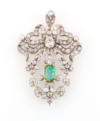 Altschliffdiamant Smaragd Anhänger - Exkluzivní šperky