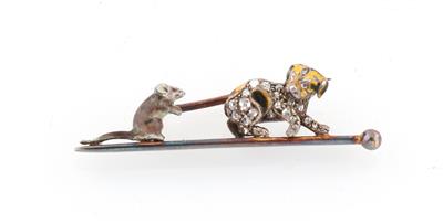 Diamantrauten Stabbrosche Hund und Maus - Exquisite jewellery