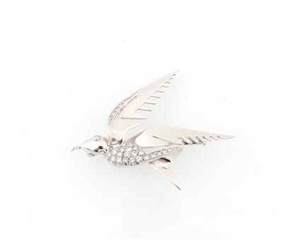 Diamantbrosche Vogel zus. ca. 0,50 ct - Erlesener Schmuck