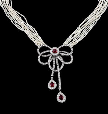 Kulturperlen Brillant Rubincollier - Exquisite jewellery
