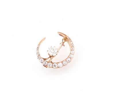 Diamantbrosche Mond zus. ca. 2,70 ct - Exquisite jewellery