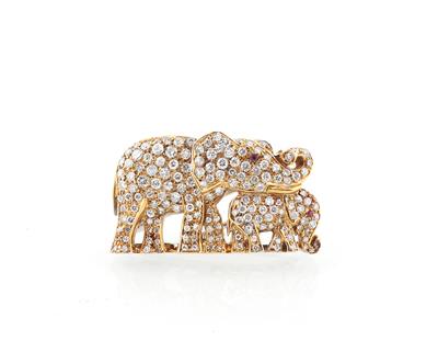 Brillantbrosche Elefanten zus. ca. 2,50 ct - Exkluzivní šperky