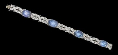 Diamantarmband mit unbehandelten Sternsaphiren zus. ca. 58 ct - Exkluzivní šperky