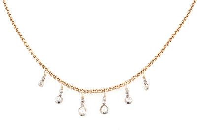 6 Diamantanhänger zus. ca. 2,40 ct an 44 cm langer Fassonhalskette - Exquisite jewellery
