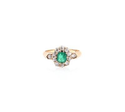 Altschliffdiamant Smaragd Ring - Erlesener Schmuck