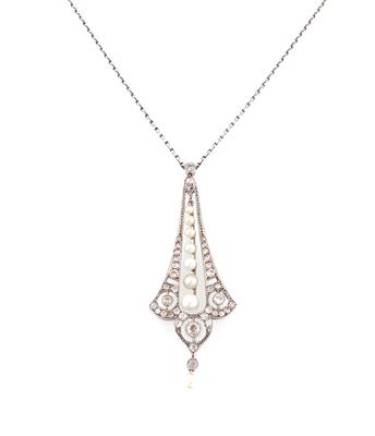 Orientperlen Altschliff Diamant Collier - Exquisite jewellery