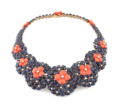 Saphir Korallen Collier - Exquisite jewellery