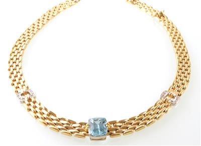 Aquamarin Brillant Collier - Erlesener Schmuck