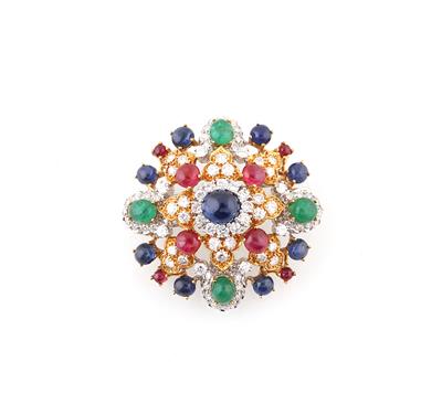 Brillant Farbstein Brosche - Exquisite jewellery