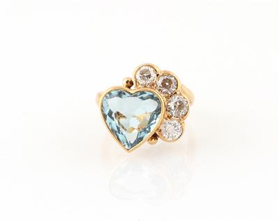 Diamant Aquamarin Ring Herz - Exquisite jewellery