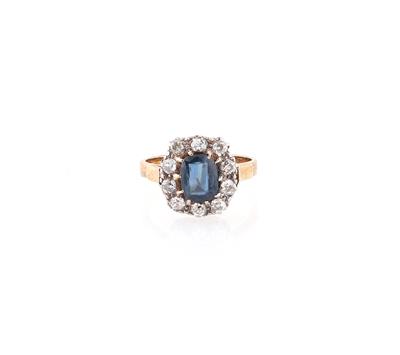 Altschliffdiamant Saphir Ring - Klenoty