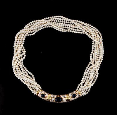Diamant Saphir Kulturperlen Collier - Jewellery
