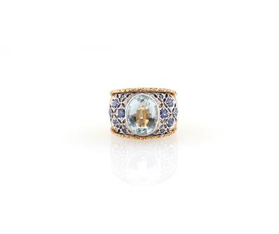 Aquamarin Saphir Ring - Erlesener Schmuck