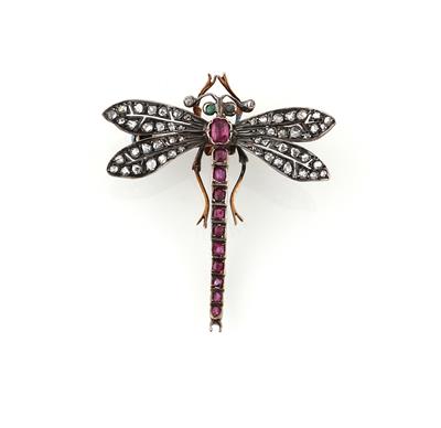 Diamant Rubinbrosche Libelle - Exquisite jewellery