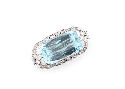 Aquamarinbrosche ca. 20 ct - Exquisite jewellery