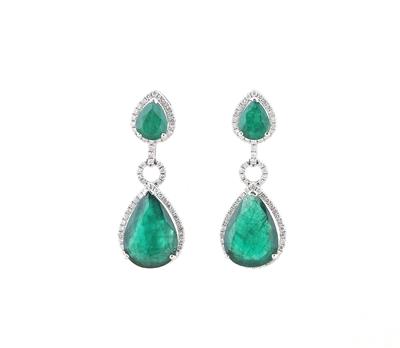 Brillant Smaragd Ohrsteckgehänge - Christmas Auction - Jewellery