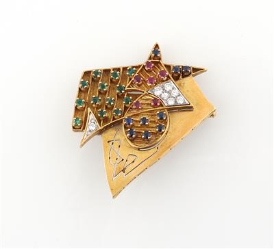 Masenza Brillant Farbstein Brosche - Christmas Auction - Jewellery