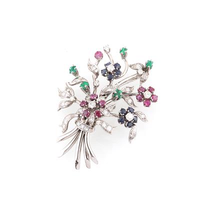 Brillant Farbsteinbrosche "Blumenstrauß" - Exquisite jewellery