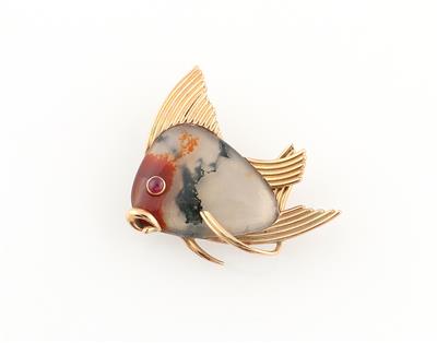 Moosachat Brosche Fisch - Exquisite jewellery