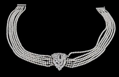 Diamant Kulturperlencollier sechs reihig - Exquisite jewellery