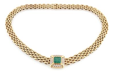 Smaragd Brillant Collier zus. ca. 6,00 ct - Klenoty