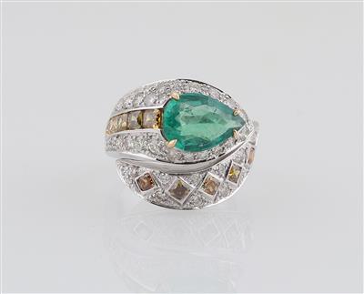 Diamant Smaragd Ring Schlange - Erlesener Schmuck