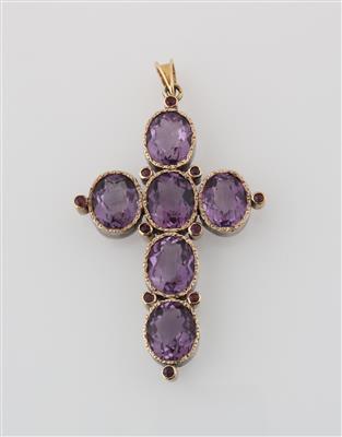 Amethyst Rubin Kreuzanhänger - Erlesener Schmuck