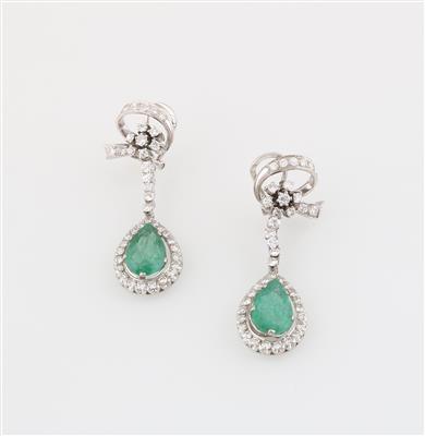 Smaragd Diamant Ohrclipsgehänge - Exquisite jewellery