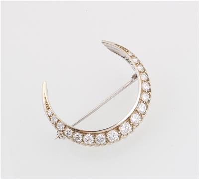 Brillantbrosche Mond zus. ca. 1,10 ct - Erlesener Schmuck