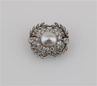 Kulturperlen Altschliffdiamant Brosche - Exquisite jewellery