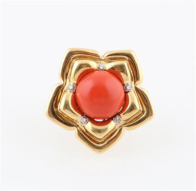 Brillant Korallen Ring - Jewellery