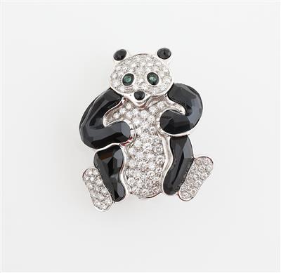 Brillant Onyx Brosche Panda - Exquisite jewellery
