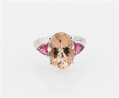 Morganit Rubellitring zus. ca.5,20 ct - Erlesener Schmuck