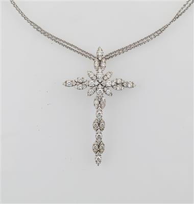 Brillant Kreuzanhänger zus. ca. 1,60 ct - Exquisite jewellery