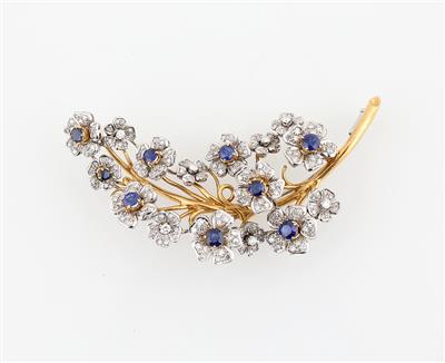 Brillant Saphir Blütenbrosche - Exkluzivní šperky