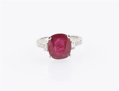 Diamantring mit behandeltem Rubin 5,43 ct - Exquisite jewellery