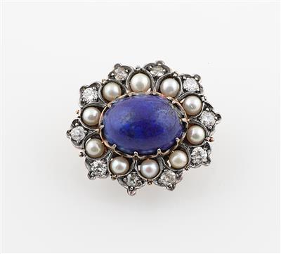 Diamant Lapislazuli Brosche - Exquisite jewellery