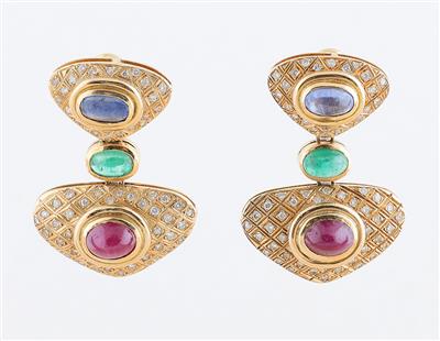 Brillant Farbstein Ohrclipgehänge - Exquisite jewellery