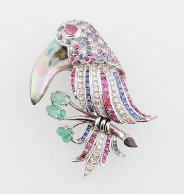 Brillant Farbstein Brosche Tukan - Exquisite jewellery