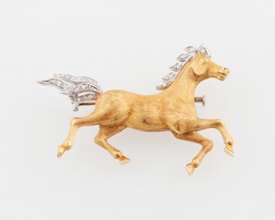 Diamantbrosche Pferd zus. ca. 0,20 ct - Exkluzivní šperky