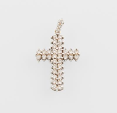 Brillant Kreuzanhänger zus. ca. 0,62 ct - Exquisite jewellery