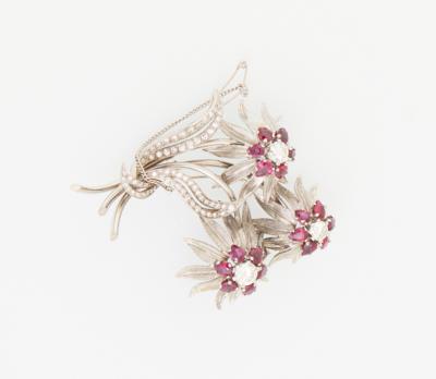 Brillant Rubin Blütenbrosche - Exkluzivní šperky